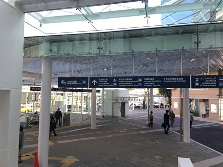 アトレ方面に向かう階段（エスカレーター）を降りて見える看板