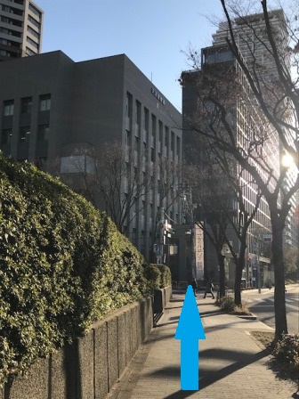 裁判所前このまま真っ直ぐ横断歩道を渡る