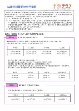 無料法律相談の条件（＜＝利用するために必要なこと＞）のチラシ