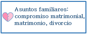 Asuntos familiares: compromiso matrimonial, matrimonio, divorcio