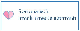 กิจการครอบครัว: การหมั้น การสมรส และการหย่า
