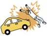 車と人がぶつかっている画像
