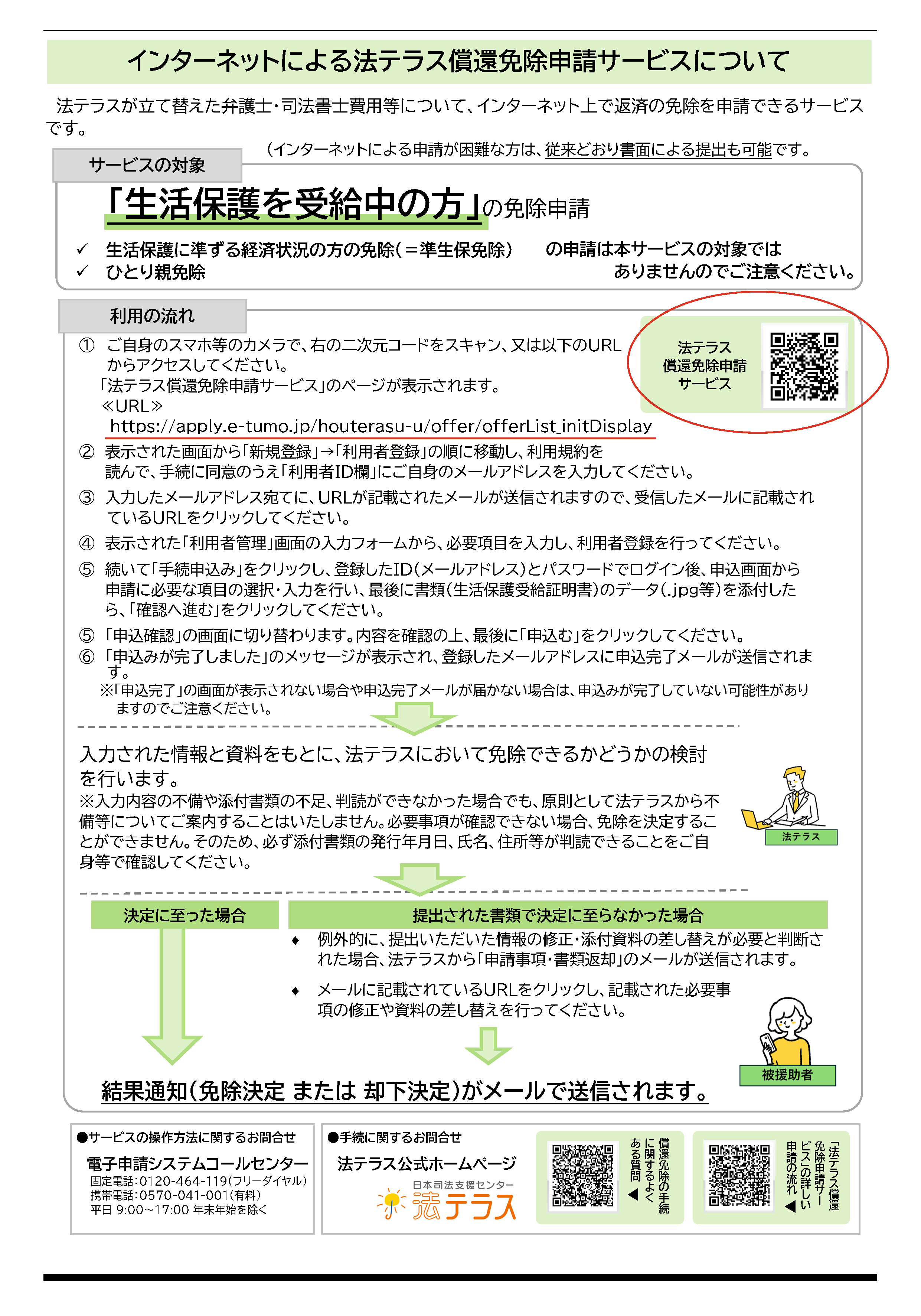 QRコードが記載された償還免除申請サービスに関する案内チラシの画像